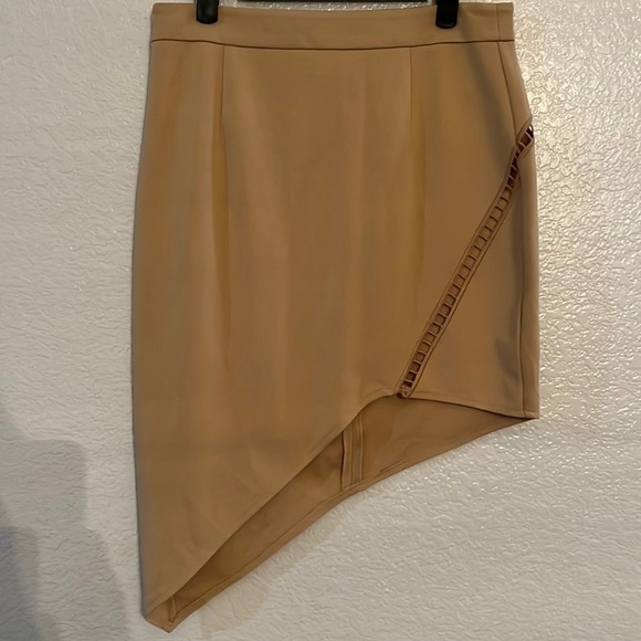 Tobi Dresses & Skirts - TOBI Tan Asymmetrical Mini Skirt